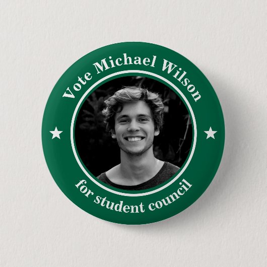 Custom Photo Student Union Election Dark Green Button (Vorderseite)