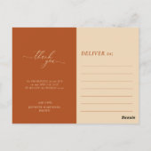 Custom Photo terracotta script signature thank you Postkarte (Rückseite)