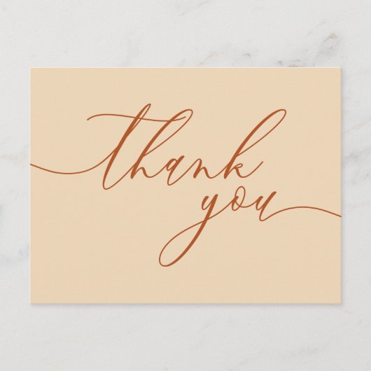 Custom Photo terracotta script signature thank you Postkarte (Vorderseite)