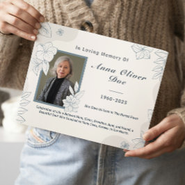 Custom Photo Text Floral Line Art Memorial Funeral Gästebuch
