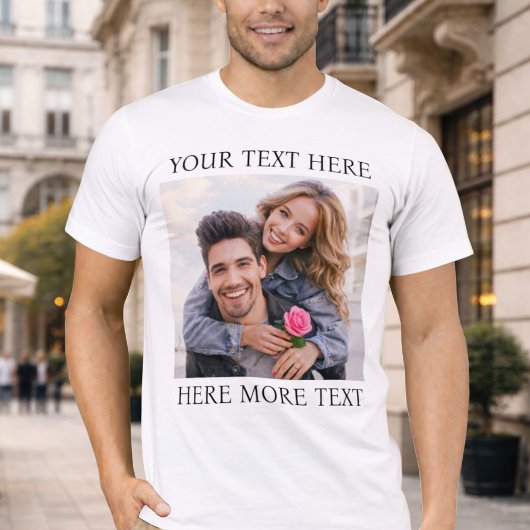 Custom Photo & Text Or Name Couple Valentine's Day T-Shirt