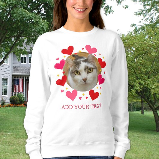 Custom Photo Text Red Love Hearts Personalized Sweatshirt