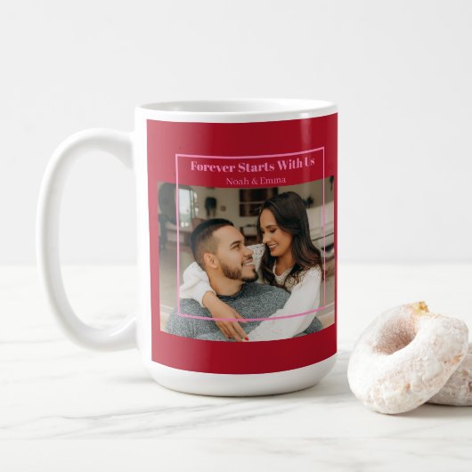 Custom Photo & Text Romantic Gift - Personalized  Kaffeetasse (Mit Donut)