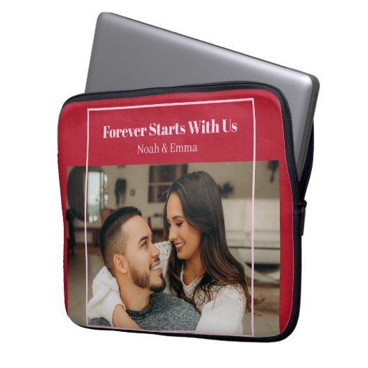 Custom Photo & Text Romantic Gift - Personalized  Laptopschutzhülle (Vorderseite Links)