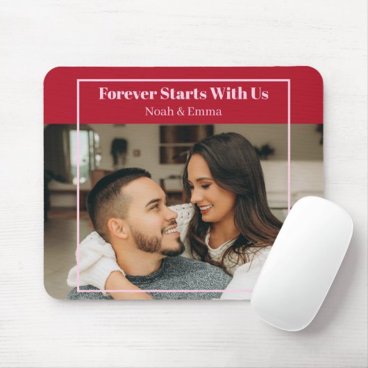 Custom Photo & Text Romantic Gift - Personalized  Mousepad (Mit Mouse)