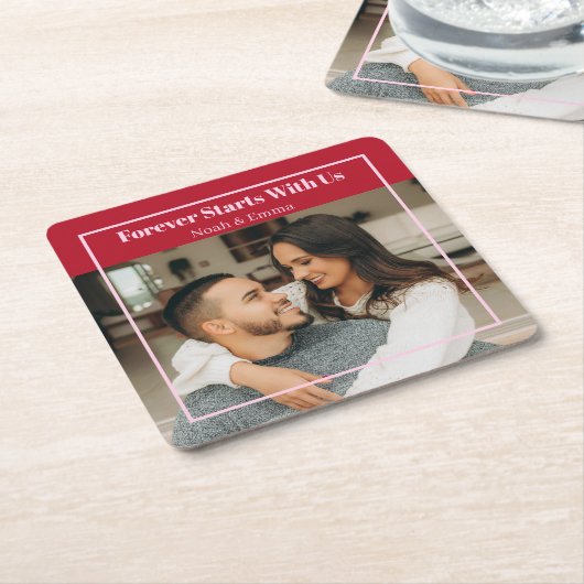 Custom Photo & Text Romantic Gift - Personalized  Rechteckiger Pappuntersetzer (angewinkelt)