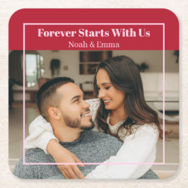 Custom Photo & Text Romantic Gift - Personalized Rechteckiger Pappuntersetzer