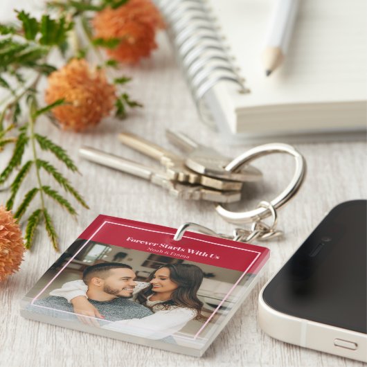 Custom Photo & Text Romantic Gift - Personalized  Schlüsselanhänger (Vorderseite rechts)