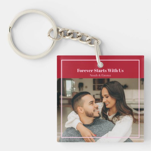 Custom Photo & Text Romantic Gift - Personalized  Schlüsselanhänger (Vorderseite)
