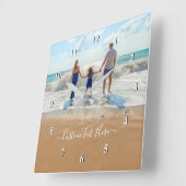 Custom Photo Text Wall Clock - Your Family Design Quadratische Wanduhr (Winkel)