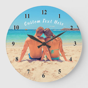 Custom Photo Text Wall Clock Your Love Photos Große Wanduhr