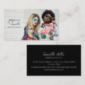 Custom Photo Trendy Script Editorial Stylist Visitenkarte (Vorne/Hinten)
