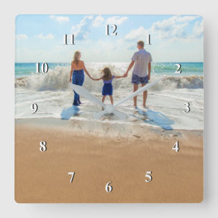 Custom Photo - Unique Your Own Design Personalized Quadratische Wanduhr