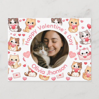 Custom Photo Valentine’s Day Cat Lover Postcard Postkarte