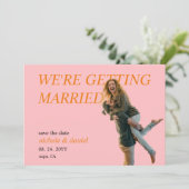 Custom Photo Vibrant Chic Wedding Save the Date Einladung (Stehend Vorderseite)