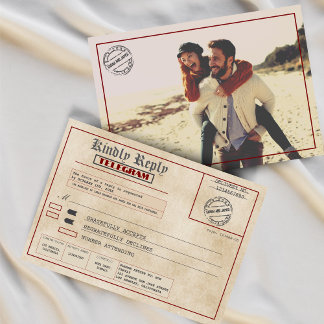 Custom Photo Vintage Wedding Old Fashioned  RSVP Karte