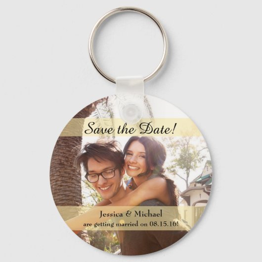 Custom Photo Wedding Save the Date Schlüsselanhänger (Vorderseite)