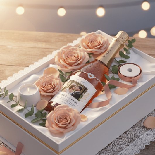 Custom Photo Wedding Wine Label - Henrietta & Dani Schaumweinetikett