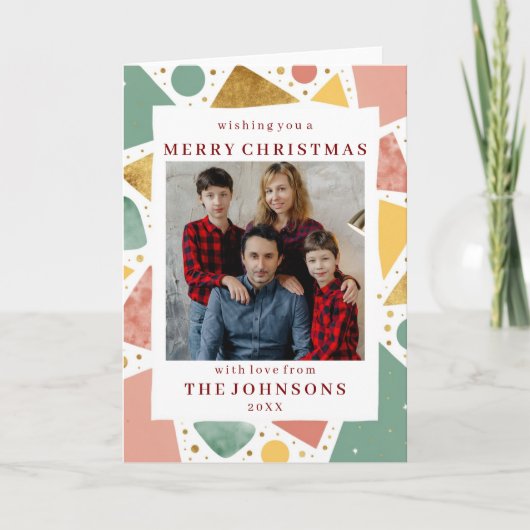 Custom Photo Whimsical Geometric Frame Greeting Karte (Vorderseite)