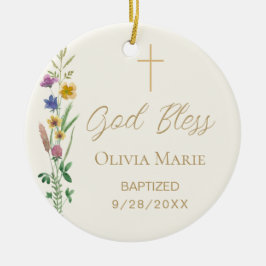Custom Photo Wildflower Baptism  Keramik Ornament