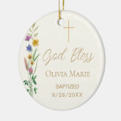 Custom Photo Wildflower Baptism  Keramik Ornament (Links)