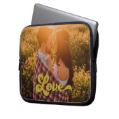 Custom Photo with Gold Love Overlay Laptopschutzhülle (Vorderseite Links)