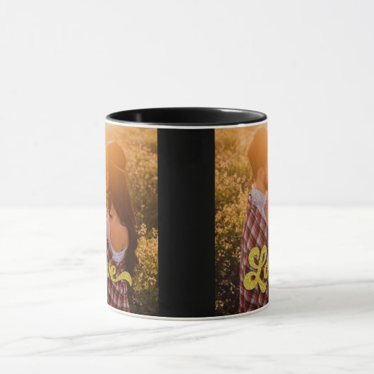 Custom Photo with Gold Love Overlay Tasse (Zentrum)