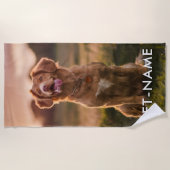 Custom Photo With Your Pet Dog Name Picture On Strandtuch (Vorderseite)