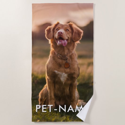 Custom Photo With Your Pet Dog Name Picture On Strandtuch (Vorderseite)