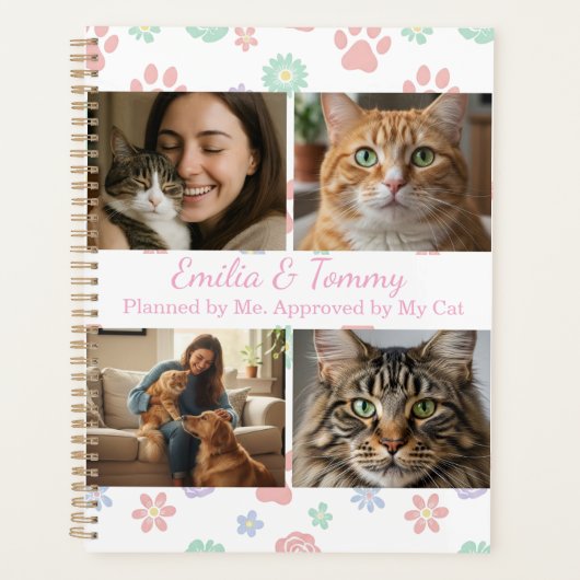 Custom Photos and Names Planner Cover Cat Lovers Planer (Vorderseite)