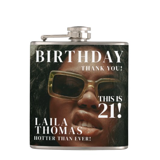 Custom Photos Birthday Party Magazine Cover Flachmann (Vorderseite)