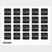 Custom photos black and gold 70th birthday party  quadratischer aufkleber (Blatt)