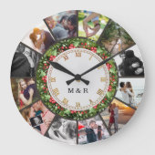 Custom Photos Collage Clock | Gift for Christmas Große Wanduhr (Vorderseite)