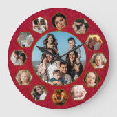 Custom Photos Collage Clock | Gift for Christmas Große Wanduhr (Vorderseite)