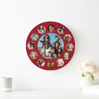 Custom Photos Collage Clock | Gift for Christmas Große Wanduhr
