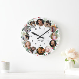 Custom Photos Collage Clock | Gift for Christmas Große Wanduhr