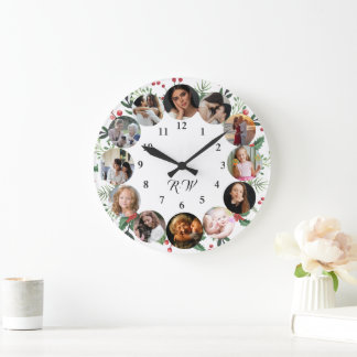 Custom Photos Collage Clock | Gift for Christmas Große Wanduhr