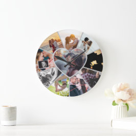 Custom Photos Collage Clock | Gift for Christmas Große Wanduhr