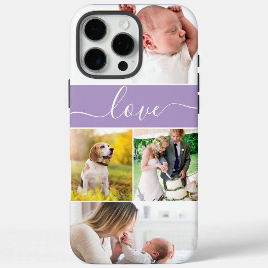 Custom Photos Memories Love Script purple Case-Mate iPhone Hülle (Rückseite)