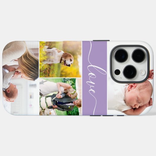 Custom Photos Memories Love Script purple Case-Mate iPhone Hülle (Rückseite (Horizontal))