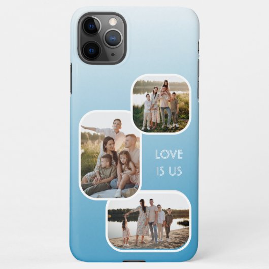 Custom Photos On Ombre Light Summer Sky Blue White iPhone Hülle (Rückseite)