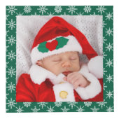 Custom Photos Santa Baby Green With Snowflakes SQ Würfel (Vorderseite)