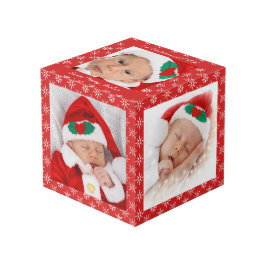 Custom Photos Santa Baby Red With Snowflakes SQ Würfel