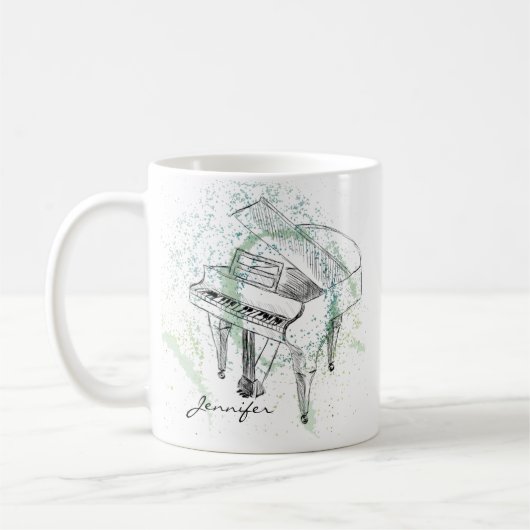 Custom Piano Illustration Art Drawing Music Lovers Kaffeetasse (Links)