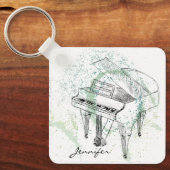 Custom Piano Illustration Art Drawing Music Lovers Schlüsselanhänger (Vorderseite)