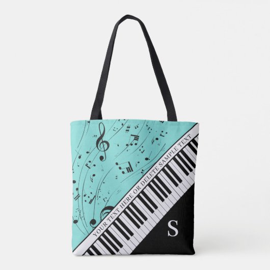 Custom Piano Musiknoten Script Name Black Minze Tasche (Rückseite)