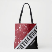 Custom Piano Musiknoten Script Name Black Tasche (Vorderseite)