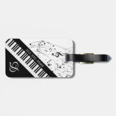 Custom Piano Musiknoten Skriptname Schwarz-weiß Gepäckanhänger (Rückseite horizontal)