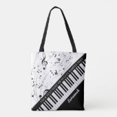Custom Piano Musiknoten Skriptname Schwarz-weiß Tasche (Rückseite)