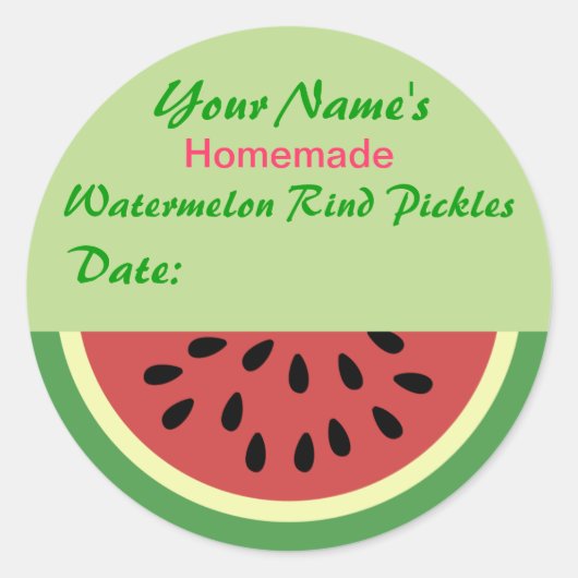 Custom Pickle Jar Labels Watermelon Round Sticker (Vorderseite)